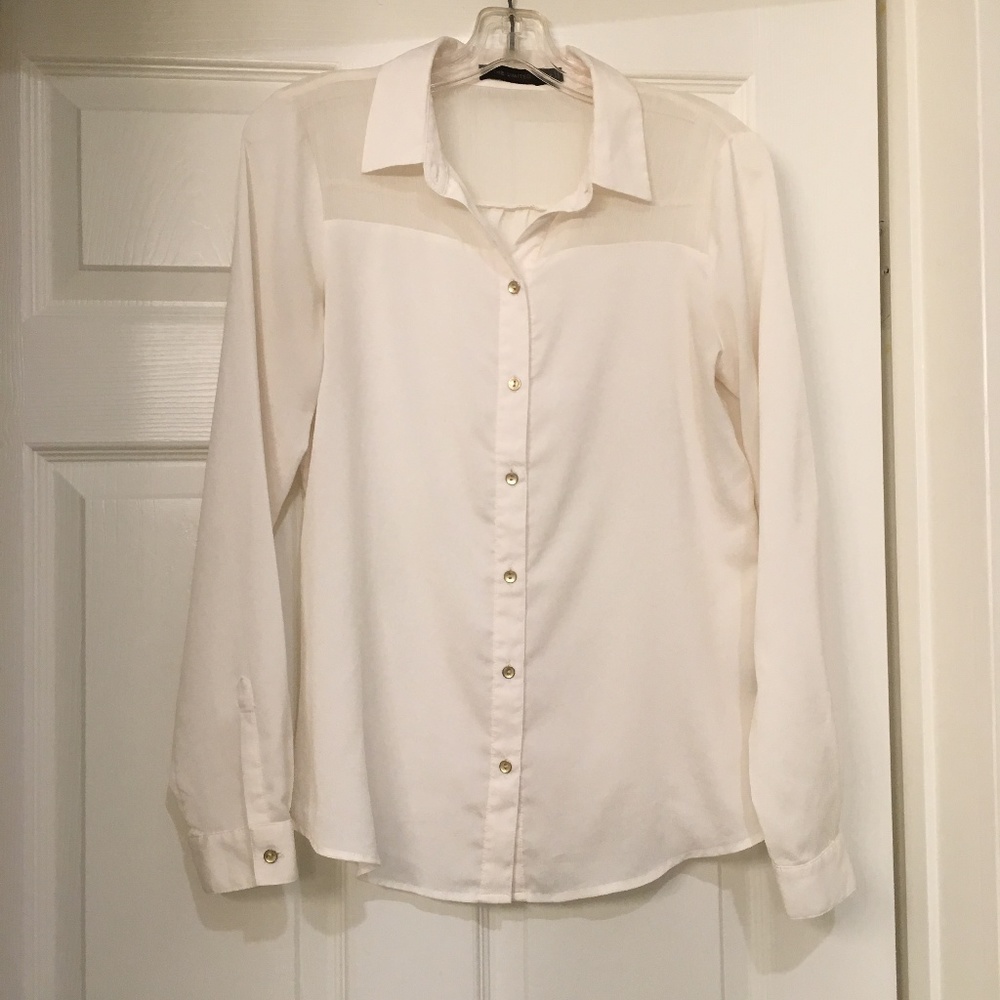 Cream Button Down Blouse